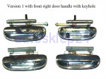 Klamka klamki zewnętrzne drzwi ALFA ROMEO 166 - kpl 4 sztuki - przód / tył / lewa / prawa  /klamka prawa przód z wkładem zamka/ #FIAT/LANCIA - Set of Genuine Chrome Door Handles - Front / Rear / Left / Right - /Front Right Door Handle With Keyhole/